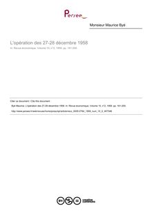L opération des 27-28 décembre 1958 - article ; n°2 ; vol.10, pg 161-200