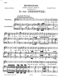 Partition complète, Resignation, WoO 149, D major, Beethoven, Ludwig van par Ludwig van Beethoven