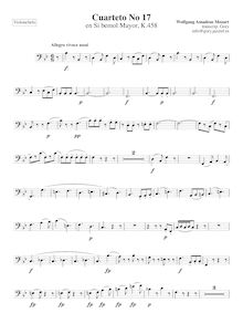 Partition violoncelle, corde quatuor No.17, Hunt Quartet, B♭ major