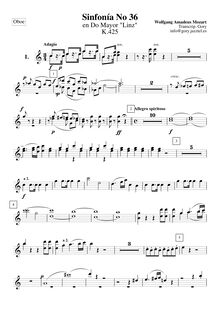 Partition hautbois 1, 2, Symphony No.36, Linz Symphony, C major par Wolfgang Amadeus Mozart