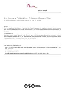 La pharmacie Dallier-Albert Buison au Mans en 1908 - article ; n°251 ; vol.69, pg 261-264