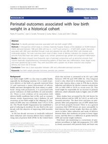 Perinatal outcomes associated with low birth weight in a historical cohort