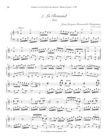 Partition , La Remond - Aria, Premier Livre de Pièces de Clavecin, Op. 1
