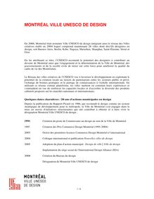 MONTRÉAL VILLE UNESCO DE DESIGN