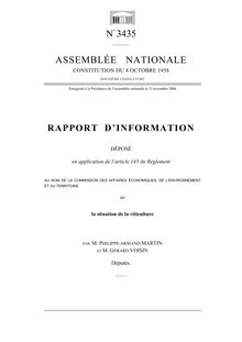 Rapport d information déposé en application de l article 145 du Règlement au nom de la Commission des affaires économiques, de l environnement et du territoire sur la situation de la viticulture