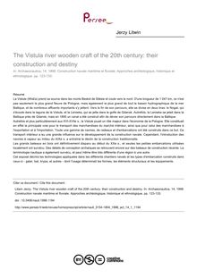 The Vistula river wooden craft of the 20th century: their construction and destiny - article ; n°1 ; vol.14, pg 123-133