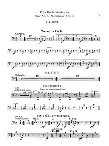 Partition timbales, cymbales, carillon,  No.4, Mozartiana, Tchaikovsky, Pyotr