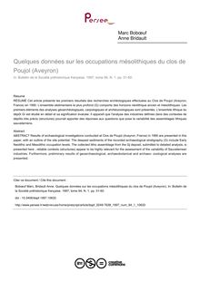Quelques données sur les occupations mésolithiques du clos de Poujol (Aveyron) - article ; n°1 ; vol.94, pg 51-60