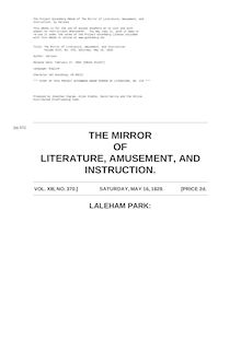 The Mirror of Literature, Amusement, and Instruction - Volume 13, No. 370, May 16, 1829