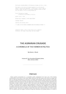The Agrarian Crusade; a chronicle of the farmer in politics