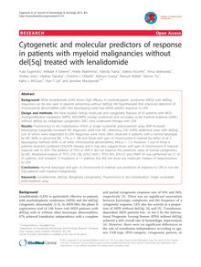 Cytogenetic and molecular predictors of response in patients with myeloid malignancies without del[5q] treated with lenalidomide