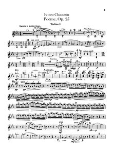 Partition violons I, II, Poème, Op.25, Chausson, Ernest