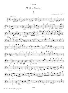 Partition de violon, Piano Trio en B minor, B minor, Parry, Charles Hubert Hastings