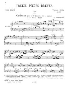 Partition complète, Treize pièces brèves, Op.68, Indy, Vincent d 