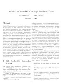 Introduction to the HPCChallenge Benchmark Suite