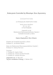 Endocytosis controlled by monolayer area asymmetry [Elektronische Ressource] / Nina Ohlwein. Gutachter: Sophie Cribier ; Thomas Günther-Pomorski ; Andreas Herrmann