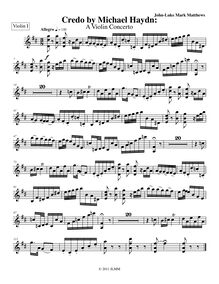 Partition violons I, Credo by Michael Haydn: A violon Concerto, D major
