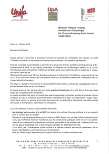 Courrier Unsfa-DPA-SFA à François Hollande