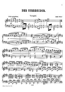 Partition Prelude to Act I - piano solo, Der Corregidor, Oper in vier Akten