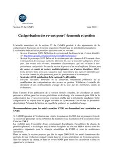 La catégorisation des revues en économie et gestion ...