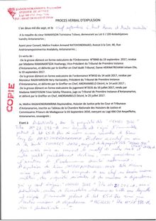 RANARISON Tsilavo PV d expulsion de Solo patron de CONNECTIC à 80 % du siège social du 20 septembre 2016