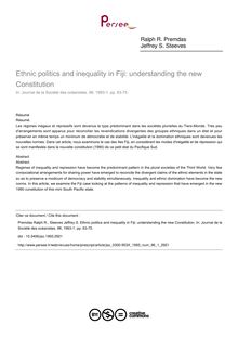 Ethnic politics and inequality in Fiji: understanding the new Constitution - article ; n°1 ; vol.96, pg 63-75