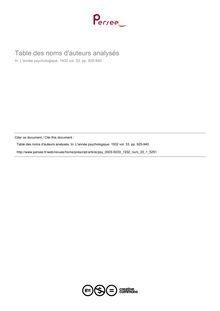 Table des noms d auteurs analysés - table ; n°1 ; vol.33, pg 925-940