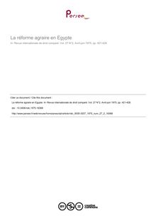La réforme agraire en Egypte - article ; n°2 ; vol.27, pg 421-428