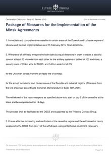 Minsk - Mesures mises en oeuvre pour l'accord