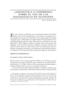 ¿Axiomática o empirismo? Sobre el uso de las matemáticas en economía (Axiomatics or Empirism? On The Use of Mathematics in Economics)