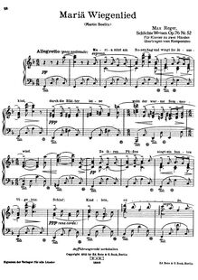 Partition complète (filter), Simple chansons, Op.76, Schlichte Weisen, Op.76 par Max Reger