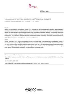Le couronnement de Voltaire ou Pétrarque perverti - article ; n°2 ; vol.20, pg 199-210