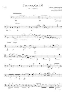 Partition violoncelle, corde quatuor No.15, Op.132, A minor, Beethoven, Ludwig van par Ludwig van Beethoven