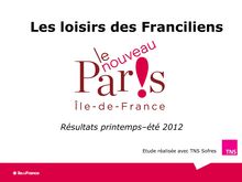 Sondage TNS - Sofres : Les loisirs des franciliens (Résultats printemps - été 2012)