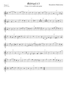 Partition ténor viole de gambe 2, octave aigu clef, madrigaux pour 5 voix par  Benedetto Pallavicino par Benedetto Pallavicino