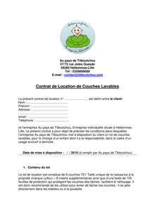 Contrat de Location de Couches Lavables