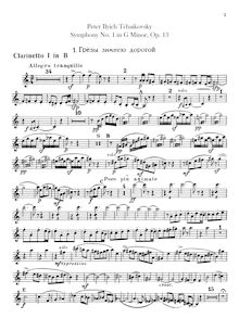 Partition clarinette 1, 2 (B♭, A), Symphony No.1, Зимние грезы (Zimnie grezy) = Winter Daydreams, Winter Dreams