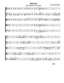 Partition , E menntre il cor s invola - partition complète (Tr Tr T T B), Madrigali a 5 voci