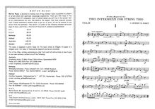 Partition complète et parties, 2 Intermezzi, Parry, Charles Hubert Hastings