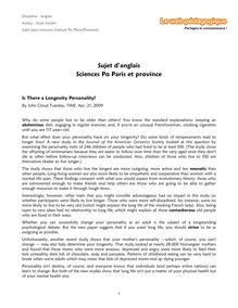Sciences Po – Anglais – Corrigé - Is There a Longevity Personality?