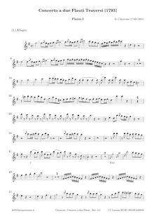 Partition flûte 1, Concerto pour 2 flûte G dur, G major, Cimarosa, Domenico