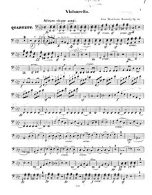 Partition violoncelle, corde quatuor No.6, Op.80, F minor, Mendelssohn, Felix