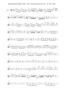Partition altos II, Concerto Grosso en B-flat major, 2 Recorders, 2 Oboes, 2 Bassoons + 2 Violins, 2 Violas + Continuo (Cellos, Keyboard)I. Allegro: Oboe 1 / 2, Violins I, II, Violas I, II, Continuo (Cellos, Basses, Bassoon 1 / 2)II. Largo: Recorder 1, 2, Oboe 1, Bassoon 1 / 2, Violins I, II, Violas I, II, Continuo (Cellos, Basses, Keyboard)III. Vivace: Oboe 1, 2, Bassoon 1 / 2, Violins I, II, Violas I, II, Continuo (Cellos, Basses, Keyboard)