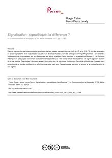 Signalisation, signalétique, la différence ? - article ; n°1 ; vol.36, pg 32-43
