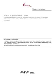 Acteurs et grotesques de Chypre - article ; n°1 ; vol.19, pg 269-284