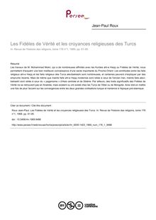 Les Fidèles de Vérité et les croyances religieuses des Turcs - article ; n°1 ; vol.176, pg 61-95