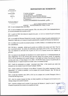 RANARISON Tsilavo l interrogatoire par le juge d instruction le 3 septembre 2015 avec la traduction française