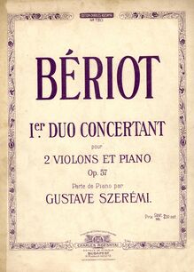 Partition couverture couleur, 3 Concertant duos, Bériot, Charles-Auguste de