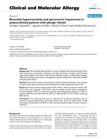 Bronchial hyperreactivity and spirometric impairment in polysensitized patients with allergic rhinitis