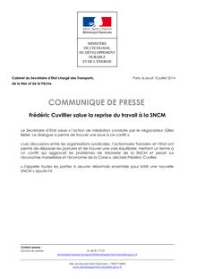 SNCM - Communiqué de Frédéric Cuvillier